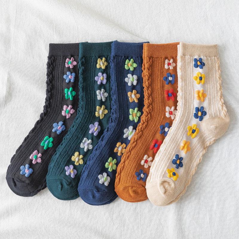 1/2/3 STÜCK Lustige Damen Socken Niedliche Frühling und Herbst Winter Japanische Harajuku Blumen Socken Mode Retro College Stil Liebliches Mädchen Hot Sell