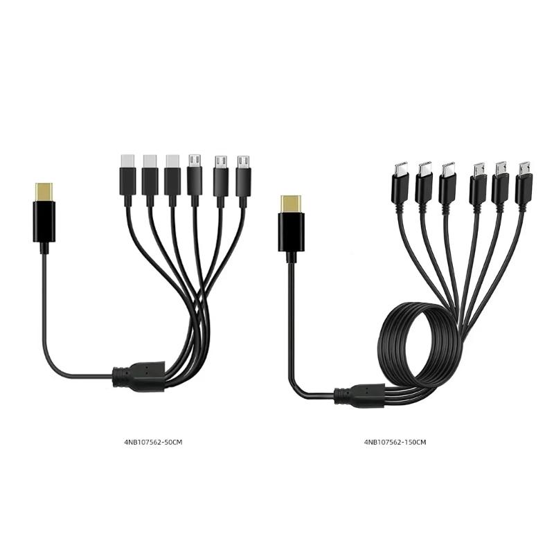 Typ-C auf 3 Micro USB+3 Typ C Ladekabel 1 auf 6 Ladekabel Universelles USB C Kabel Nur zum Laden