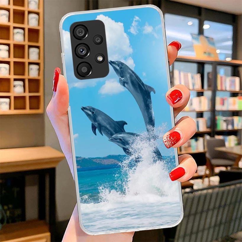 Ocean Animal Cute Dolphin Phone Case For Samsung Galaxy A17 A37 A57 A16 A26 A36 A56 A15 A25 A35 A55 A14 A24 A34 A54 A13 A23 A33
