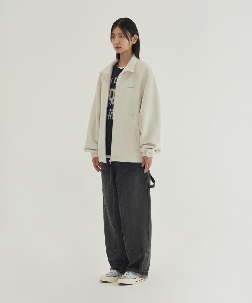 COVERNAT Wool Zip-Up Jacket Oatmeal