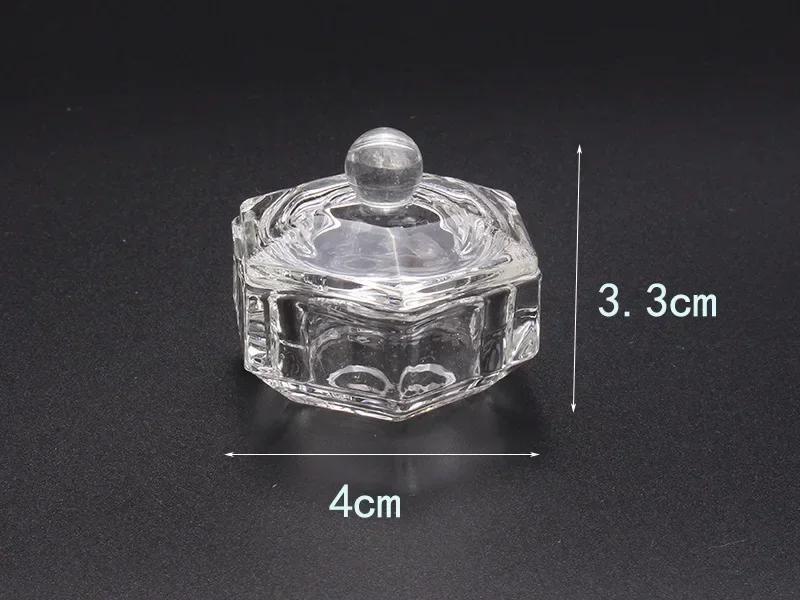 New Nail Art Crystal Glass Acrylic Powder Liquid Nail Cup Dappen Dish Lid Bowl Cup Holder Equipment Crystal Glass Nail Art Tools