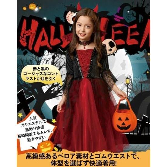 GOKEI Halloween Vampire Dress Witch Costume Kids Cosplay Girls Devil Wings Headband Choker Outfit Cute Long Disguise Photography School Festival