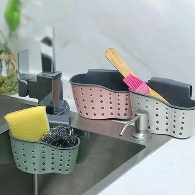 Home Storage Drain Basket Kitchen Sink Holder Adjustable Soap Sponge Shlf Hanging Drain Basket Bag Kitchen Accessories