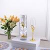 200 ml Champagnergläser aus Kristallglas für Hochzeiten, mit goldenem Metallständer, Flöten, Weingläser, Kelch, Party-Liebhaber, Valentinstagsgeschenke, 1–2 Stück