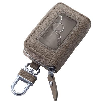 Smart Key Case with Clear Window Olive Genuine Leather Key