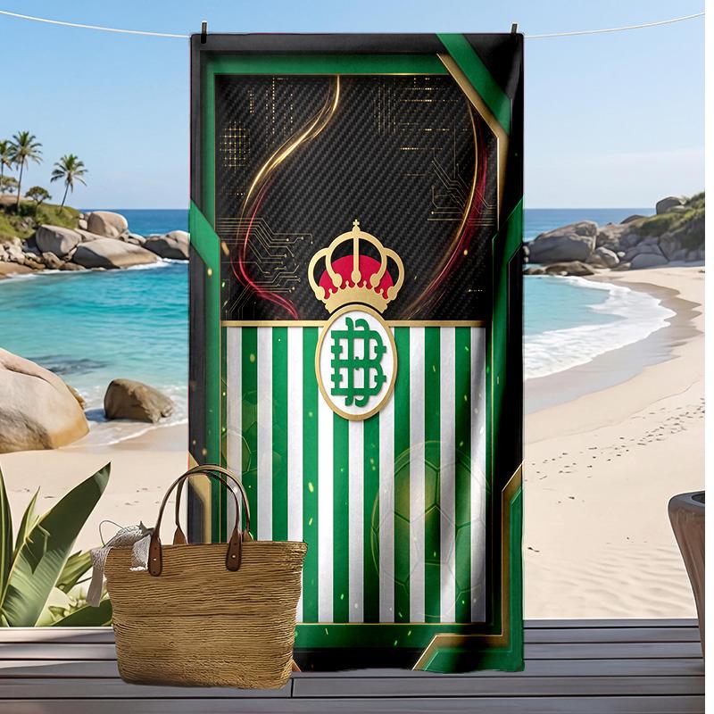 Real Betis Football Print Beach Towel, Large Soft Quick Dry Towel for Beach Camping Swimming