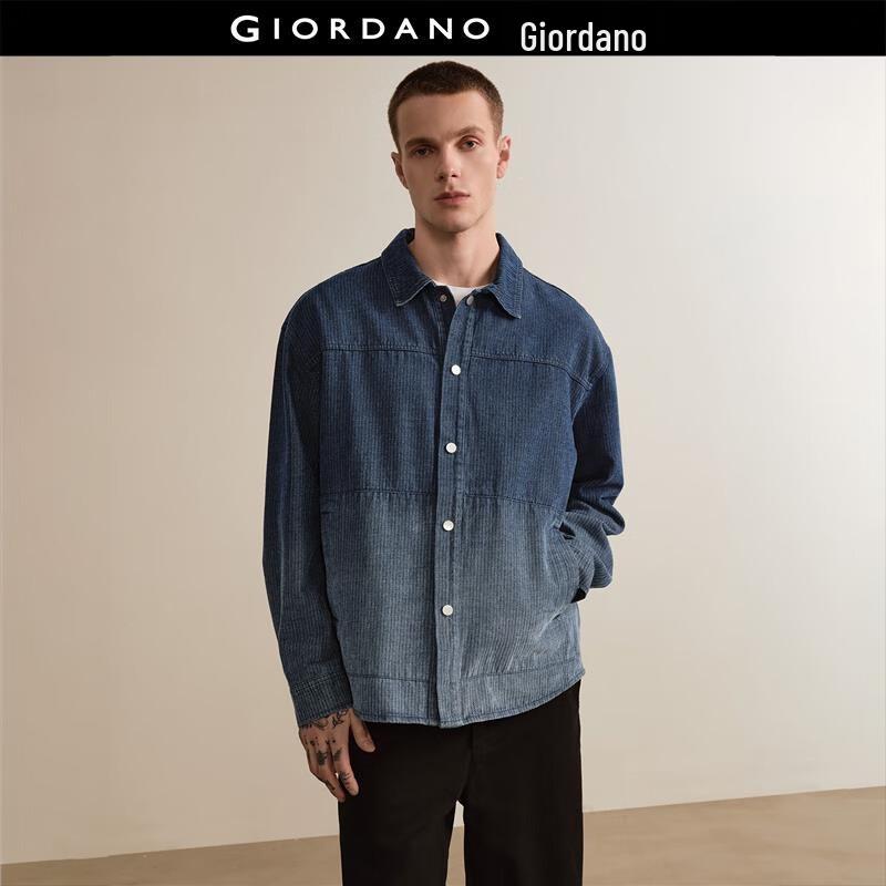 

Giordano Men s Gradient Stripe Washed Denim Jacket L