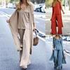 Three-piece Stylish V Neck Top Women Pants Suit Sleeveless Top Casual Solid Color Autumn Suit