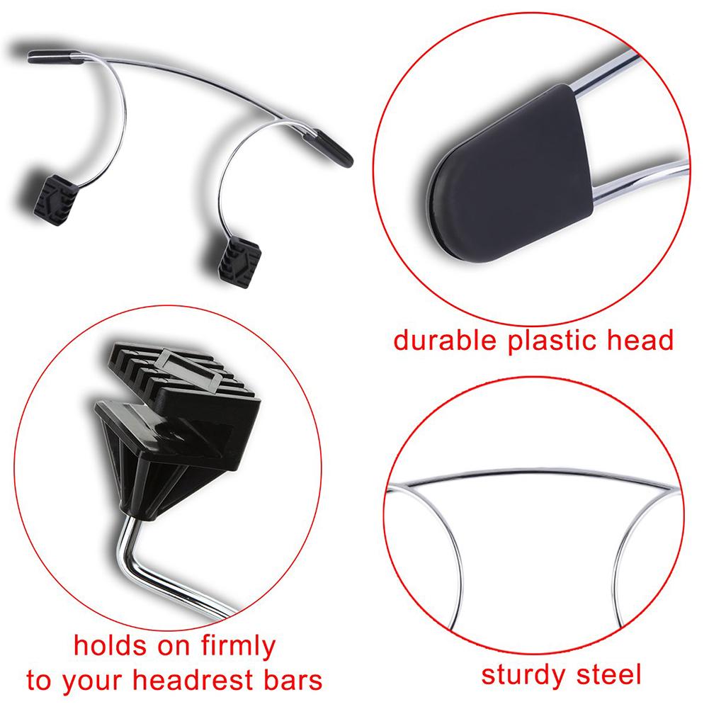 

Metal Adjustable Car Coat Hanger with Headrest Restraint Rods Stainless Steel Seat Hanger Clothes Holder чёрный