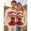 Unisex Couple Long Sleeve Ugly Christmas Tshirts 3D Print Blue Reindeer Snowflake Round Neck Holiday Casual Tops Men Clothing