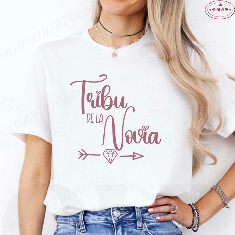 Mode Spansk Team Bride Squad T-shirt Möhippa Bröllop Y2k Toppar Kvinna Möhippa T-shirts Kortärmade Skjortor