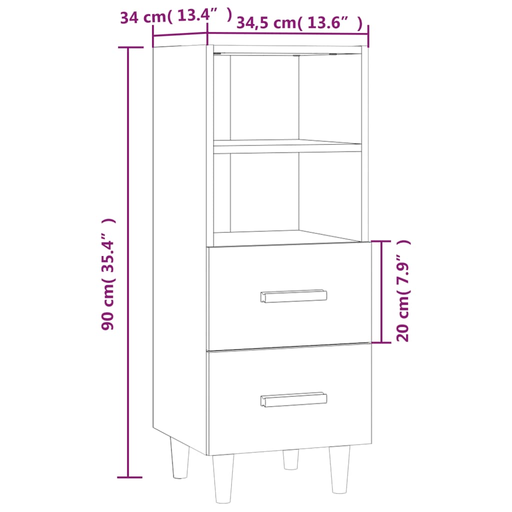 Sideboard Gray Sonoma 34.5 x 34 x 90 cm Particleboard