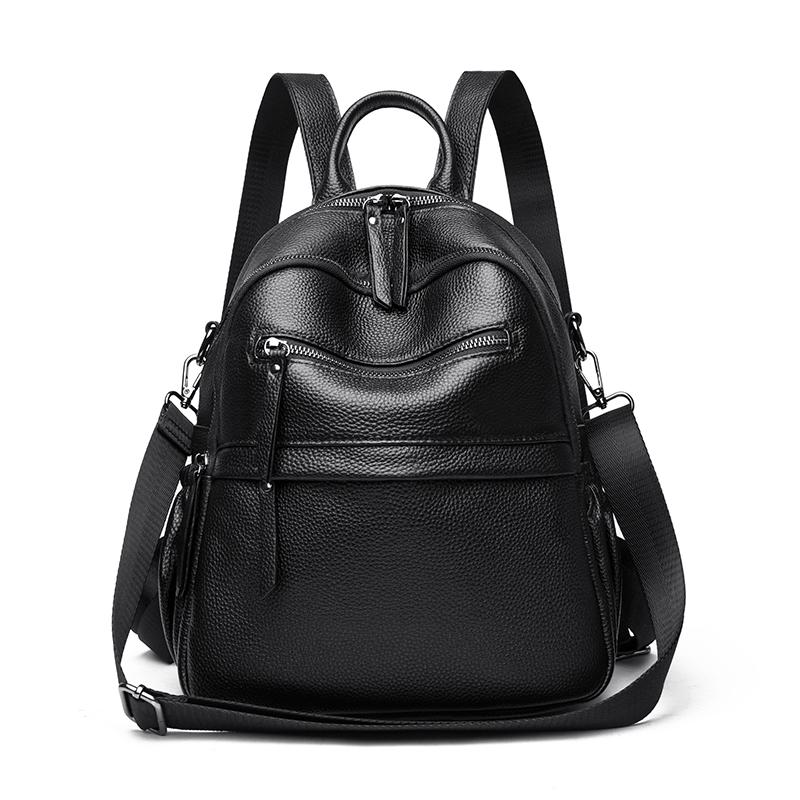 Retro Real Cowhide Backpack Fashion Large Capacity Women Backpack High-End Genuine Leather Female Knapsack Shoulder Bag Satchel