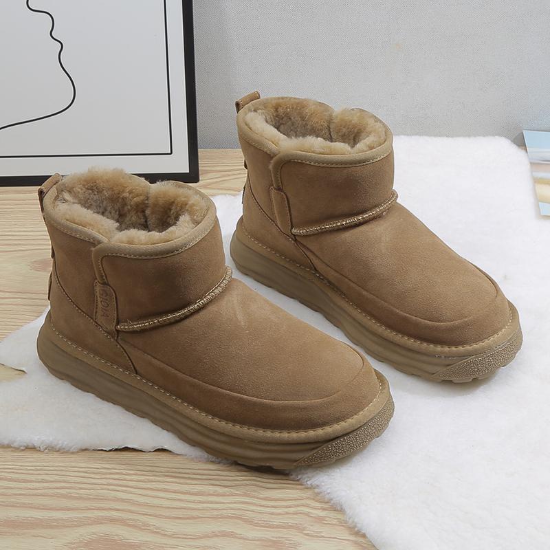 

Модная зимняя мужская обувь Сноубутсы 2025 Трендовые теплые меховые Повседневная уличная обувь на платформе Роскошные слипоны До щиколотки Женские балетки Сноубутсы 39 коричневый