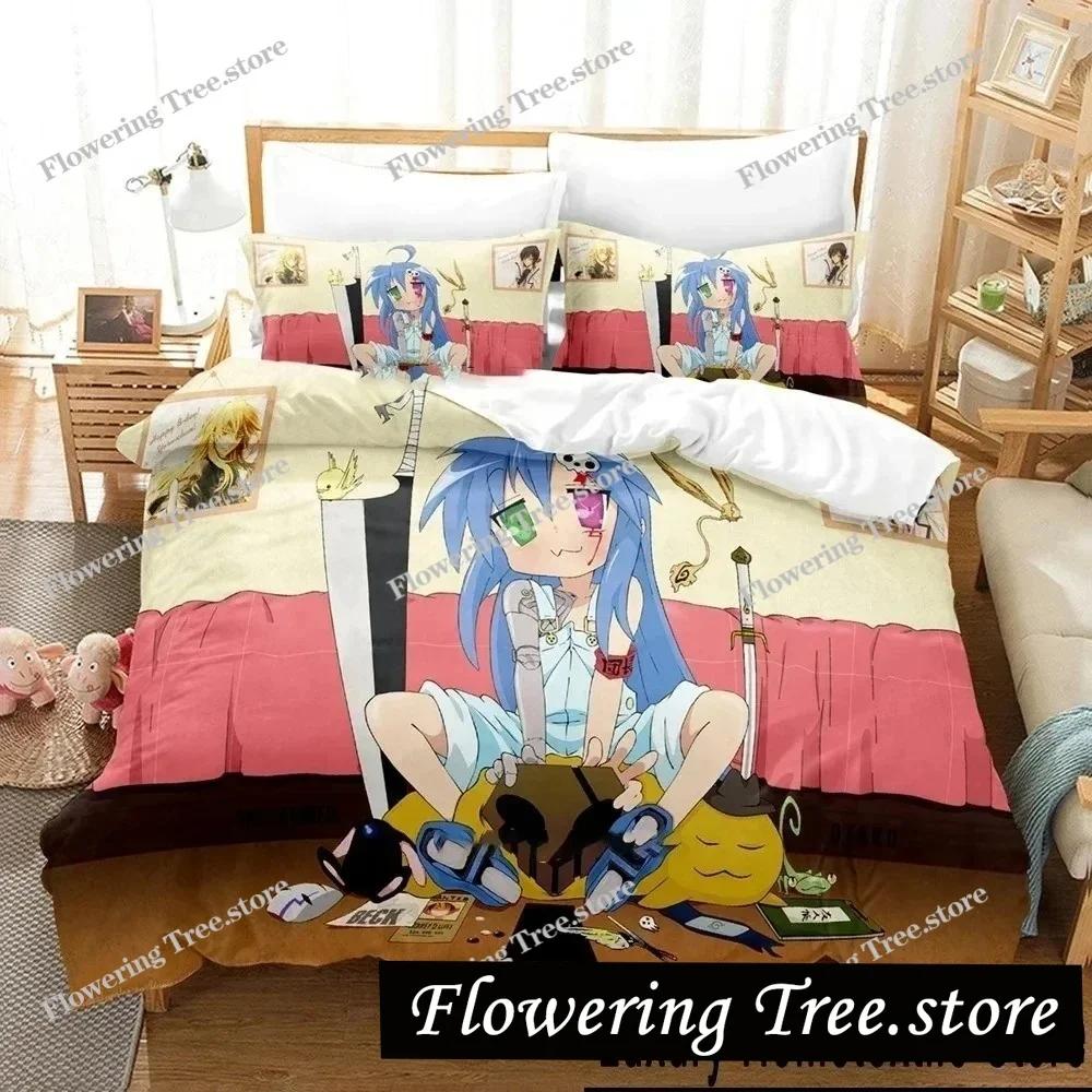 Anime Konata Izumi Lucky Star Bedding Set Duvet Cover Bed Set Quilt Cover Pillowcase Comforter King Queen Size Boys Adult