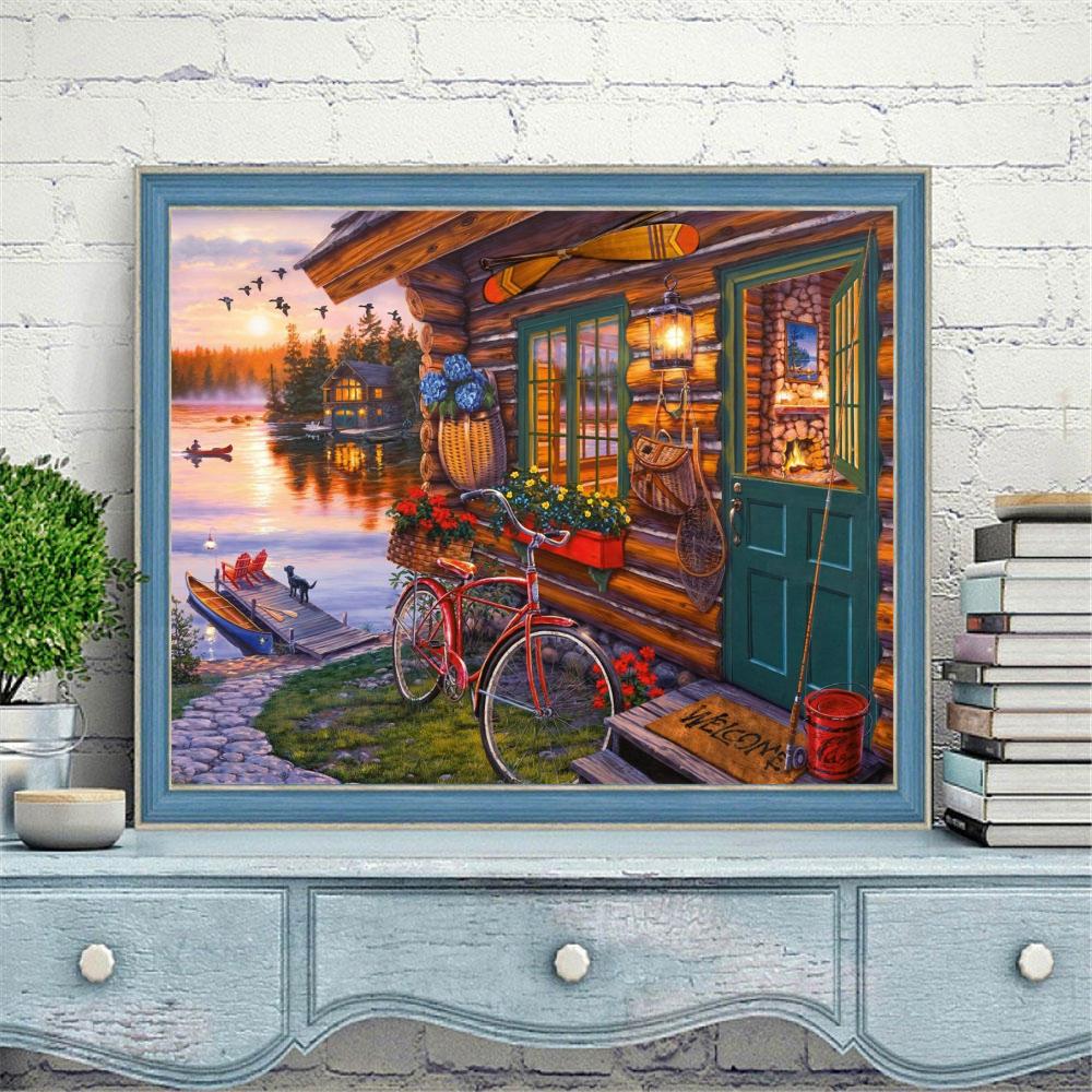 

Алмазная картина 5D DIY пейзаж закат море вышивка крестиком полная круглая дрель вышивка мозаика домашний декор комнаты подарок Full Round 40x50CM