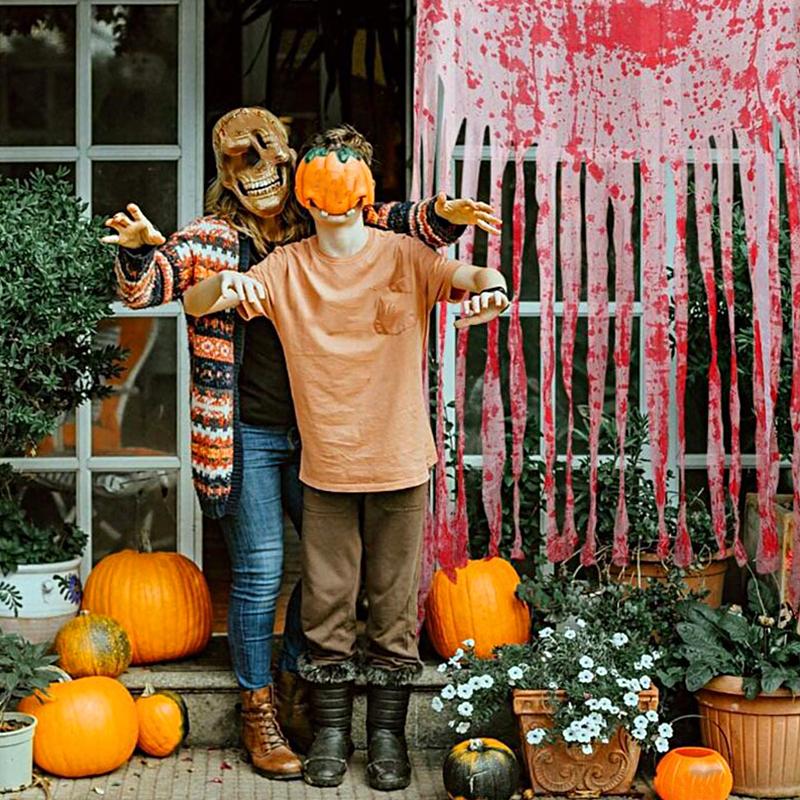 Halloween Blood Stain Pattern Decorative Door Curtain Ornament DIY Windows Hanging Bar Theme Background Cloth Home Party 100*165cm