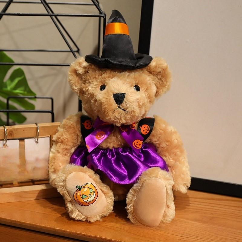 Halloween Teddy Bear Plush Doll With Witch Costume For Festival Decorations And Gifting
