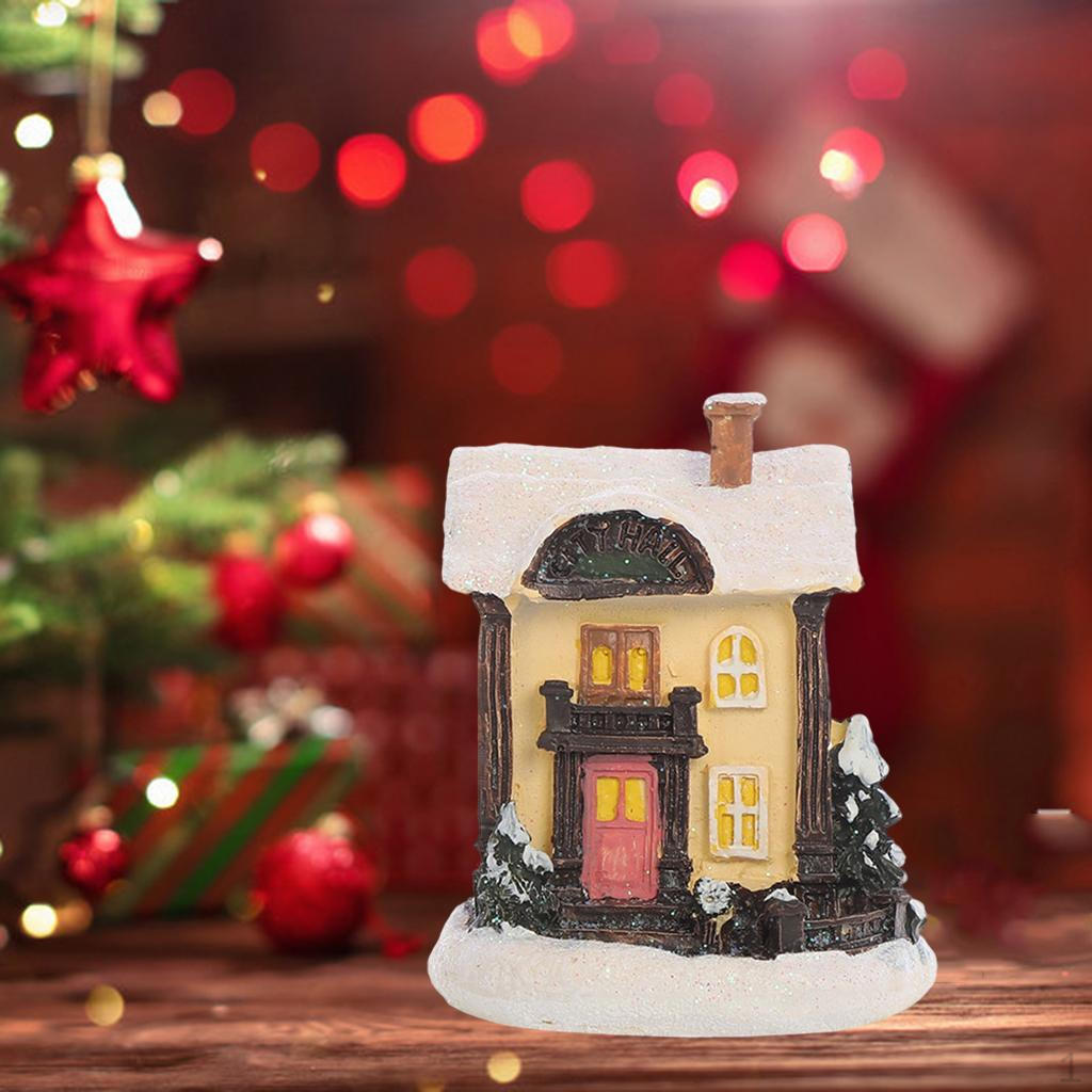House Decoration LED Lights Christmas Town Scene Desktop Ornaments Figurines Buildings Battery