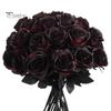 Decorative Black Rose Stems Realistic Silk Roses with Long for Wedding Centerpieces, Halloween Home Decor, Artificial Faux Floral Arrangements