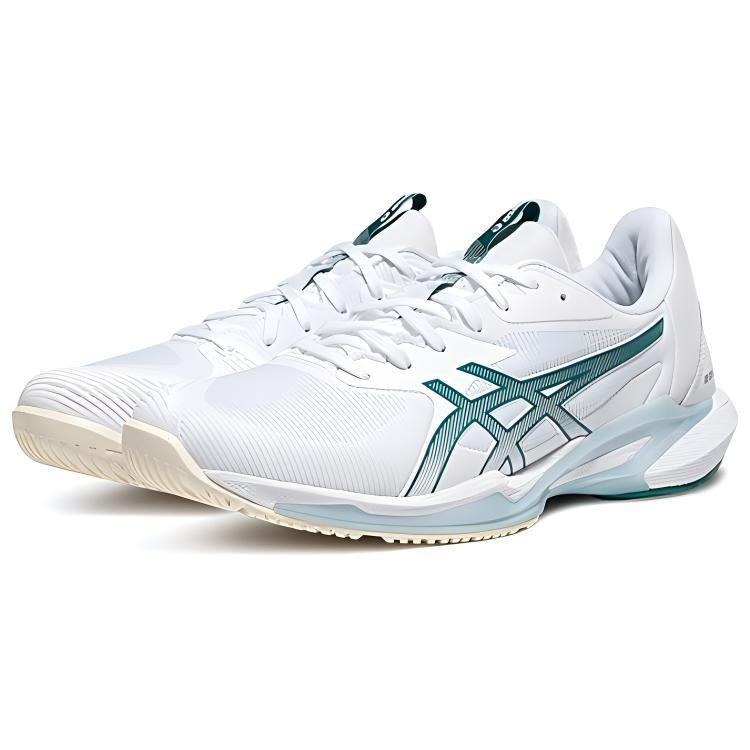 Asics Solution Speed FF 3 Low Top Tennis Shoes Men's White Green - 1041A498-100