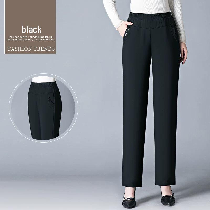 

Брюки большого размера на флисовой подкладке для женщин среднего возраста - Свободные, Толстые, Повседневные Прямые для Весны, Осени и Зимы 5XL for 140-160 lbs