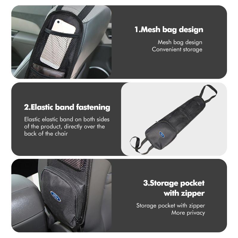 FRYX3 For Ford Car Seat Side Pocket Organizer Oxford Fabric Anti Slip Storage Bag Focus mk2 mk3 mk4 Fiesta Ranger Mondeo S-MAX Kuga