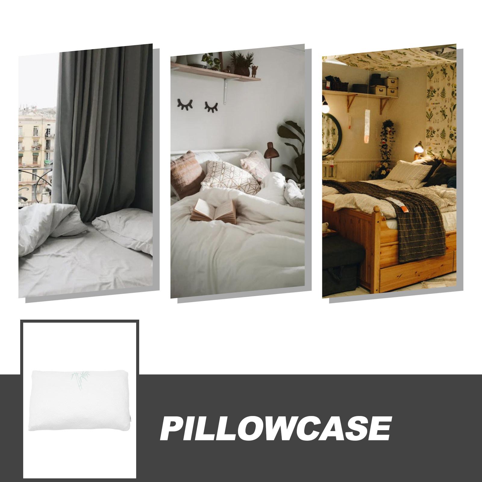 

2Pcs Latex Pillow Cover High Density Bamboo Fiber Sleeping Cervical Orthopedic Neck Pain Relief Memory Pillow Case 60x40x12 Low 60X40X2CM