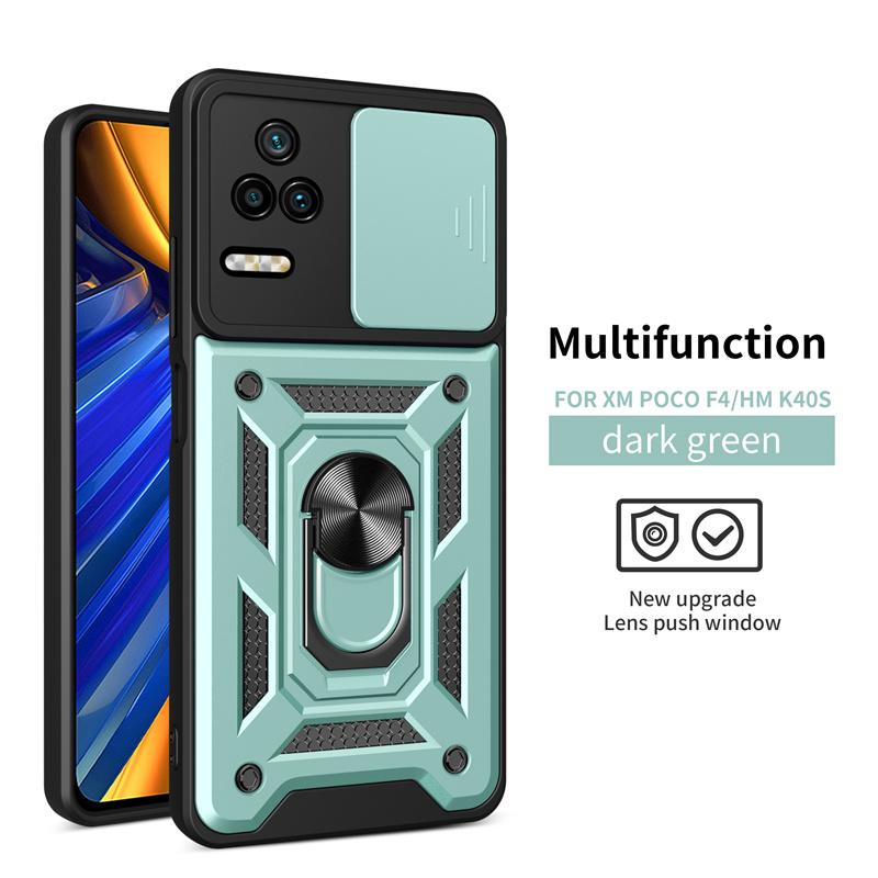 For Xiaomi POCO F4 5G Case Magnetic Ring Bracket Armor Back Cover For Poco Poko Pocco Little F4 F 4 Slide Camera Protect Shell