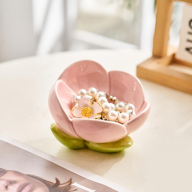 2pcs Jewellery Box, Jewellery Organiser, Art Deco Pink Tulip Tray In Ceramic Polished Surface, Ideal for Storing Jewelry. A Captivating Gift