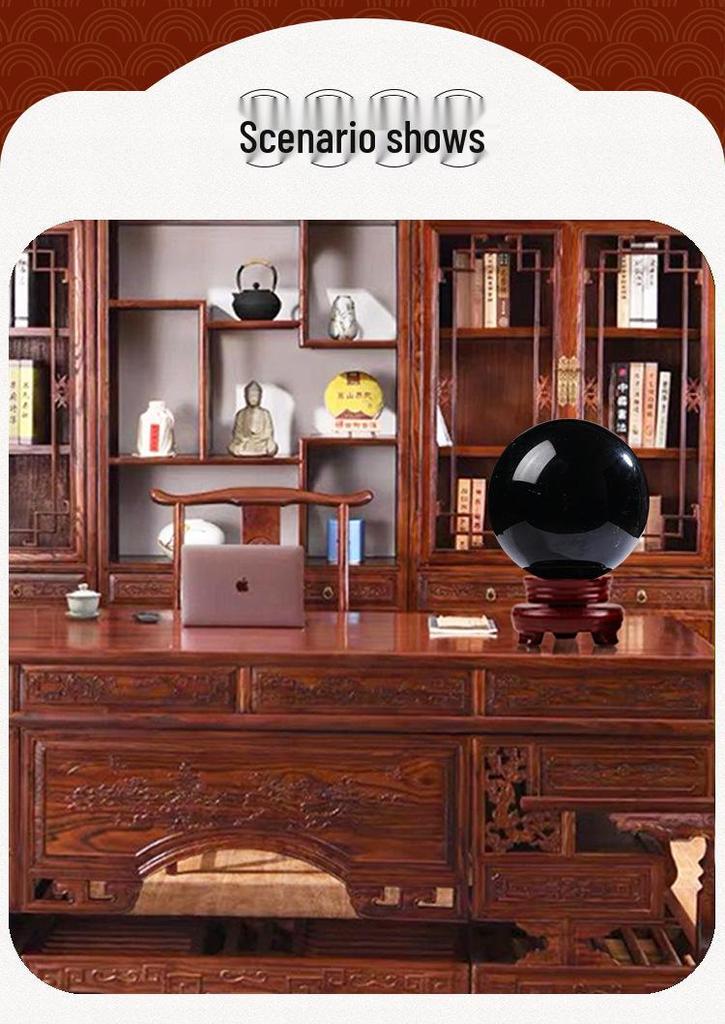 Obsidian Crystal Ball Ornament for Home or Office - Water Element Décor & Gift