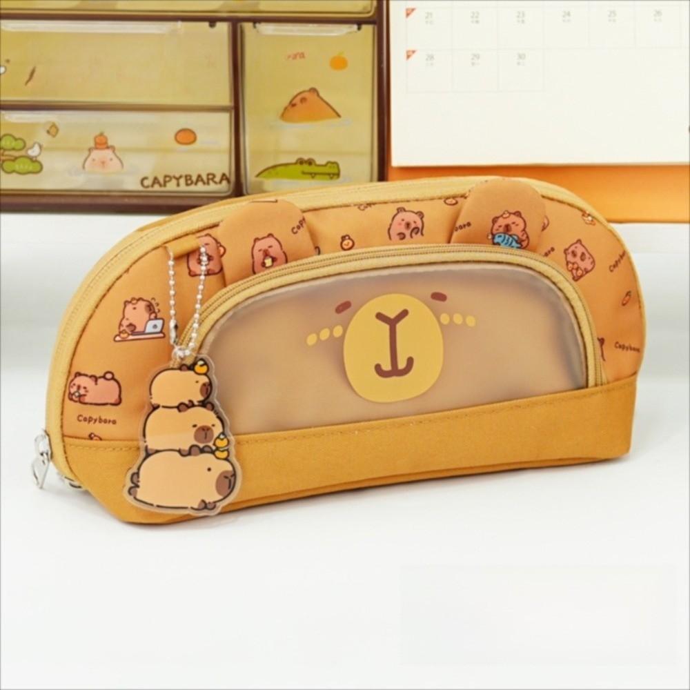 Desktop Storage Animal Capybara Pencil Case Kawaii Multi Layer Pencil Pouch  Study Supplies