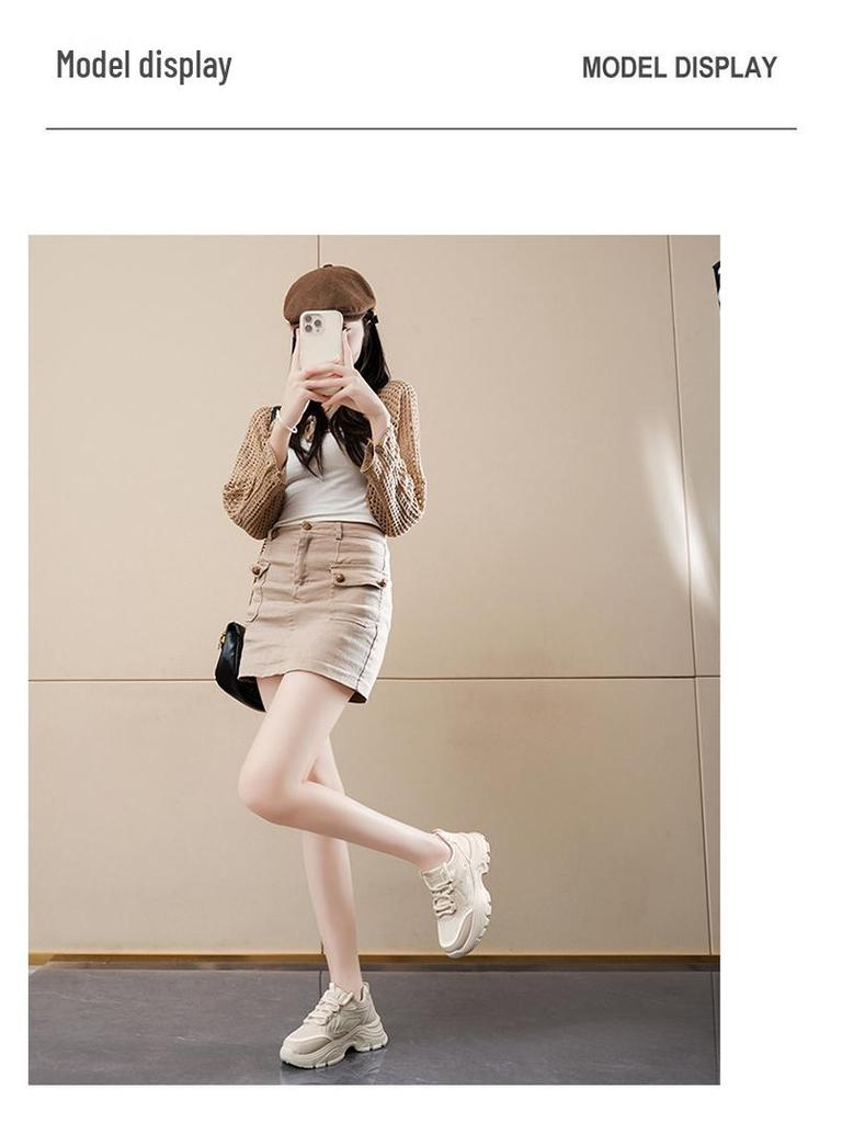 2025 Spring Women's Breathable Mesh Korean Style Thick-Soled Casual Fashion Sneakers