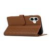 For iPhone 17 Case Splicing Imprinted Rhombus Leather Phone Cover with Wrist Strap