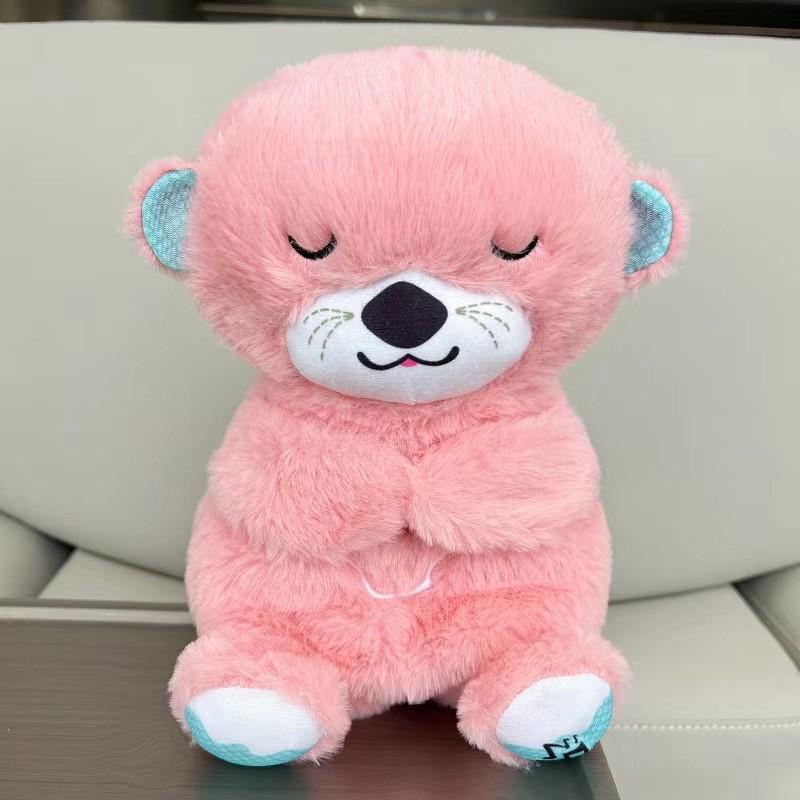 Cross-border Breathing Bear & Otter Stitch: Two-color Sound & Light Plush Animal Doll for Kids
