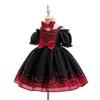 Black Mesh Print Halloween Princess Party Dress for Kids