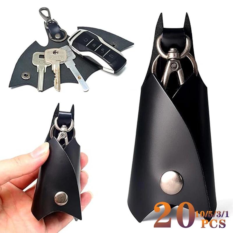 Men's Cartoon Bat Keychain Creative Car Key Bag Black Anti-lost Car Key Protection Sleeve Universal Keychain Pendant