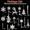 32 Pcs Christmas Ornaments Acrylic Hanging Decor Set with Snowflakes Deer Snowman Icicles Candy