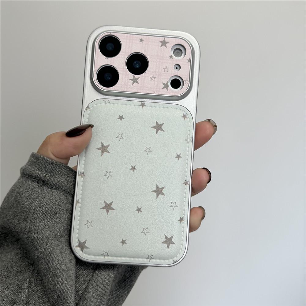 INS Style Matcha Green Stars Phone Case Compatible with iPhone 17 Pro and 14 Pro, Korean Niche Design