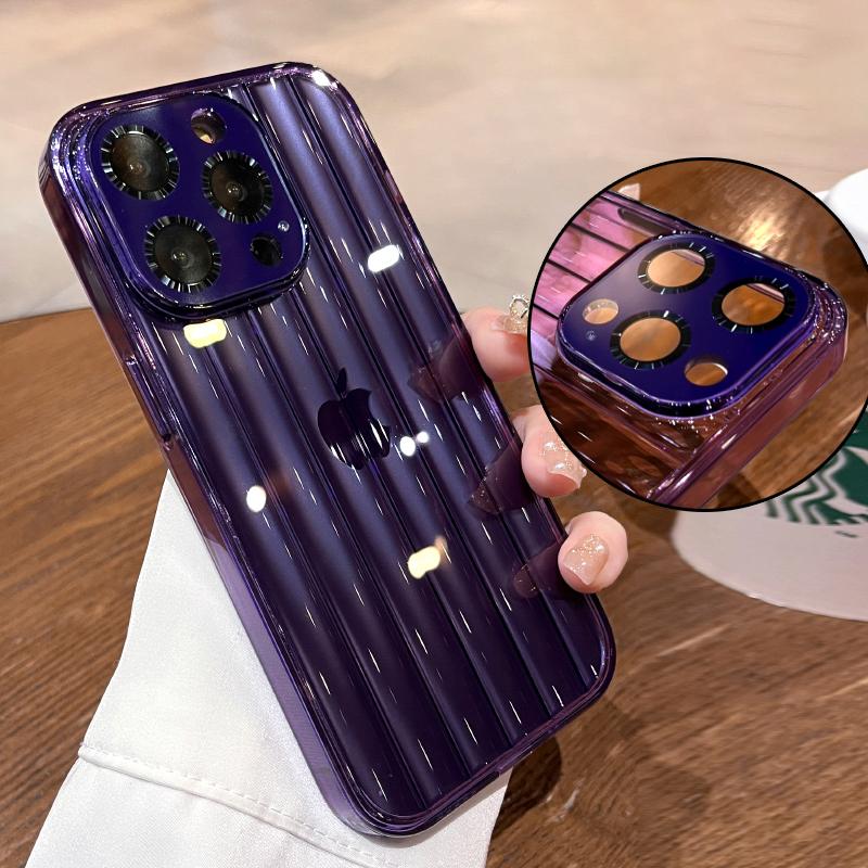 

Роскошный ударопрочный чехол Crystal Wave Cushion для iPhone 14 13 12 11 Pro Max Plus Защита объектива камеры Прозрачная стеклянная крышка бампера