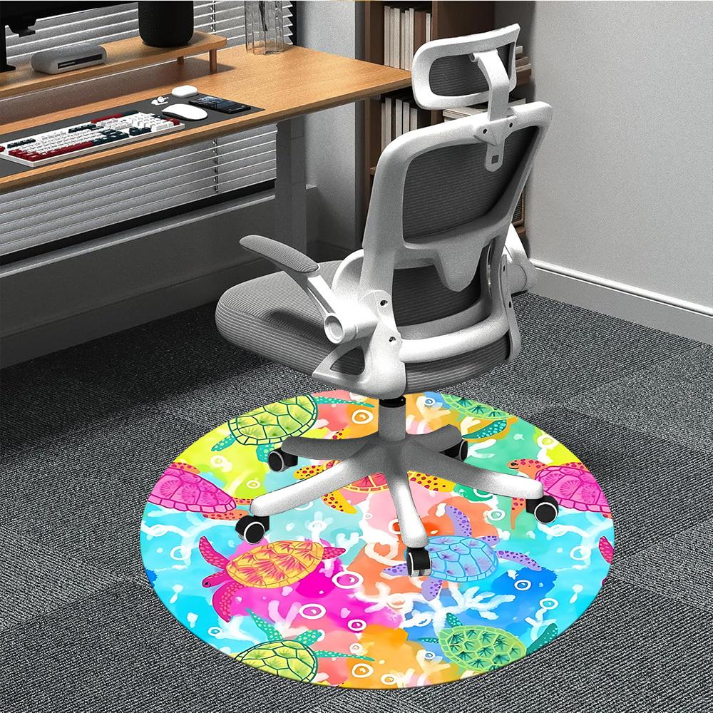 1pc Turtles, Ocean Chair Carpet for Office, Non slip, Soft and Durable Office Rug