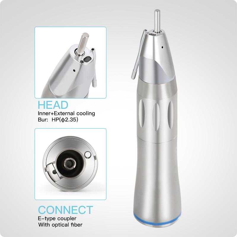 AZDENT Dental Contra Angle LED Fiber Optic Low Speed Handpiece E-type Push Button Type Chuck Handpiece 1:1/1:5/20:1/1:4.2