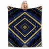 Geometric Tribal Pattern Blanket In Blue and Yellow with Modern Design Blanket, Suitable for Use In the Bedroom, Living Room, On the Sofa