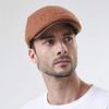 With Moons SL3019 Houndstooth Newsboy Tweed Fabric Hunting Cap with Faux Flat Cap (Orange) Hat, Leather,