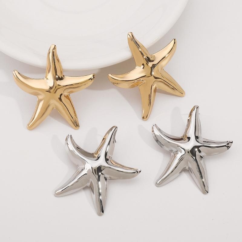 Trendy Oceanic Starfish Earrings High Quality Metal Jewelry Comfortable Daily Wear Marine themed Ear Accessories