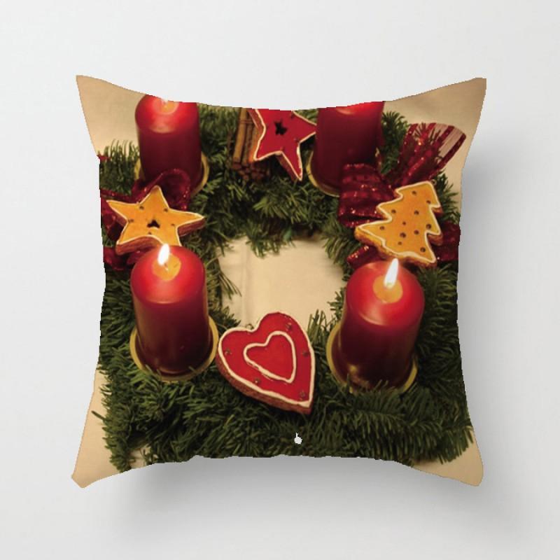 Christmas Cartoon Hand-Drawn Decorative Pillow Cover 45x45cm Living Room Car Holiday Home Decor