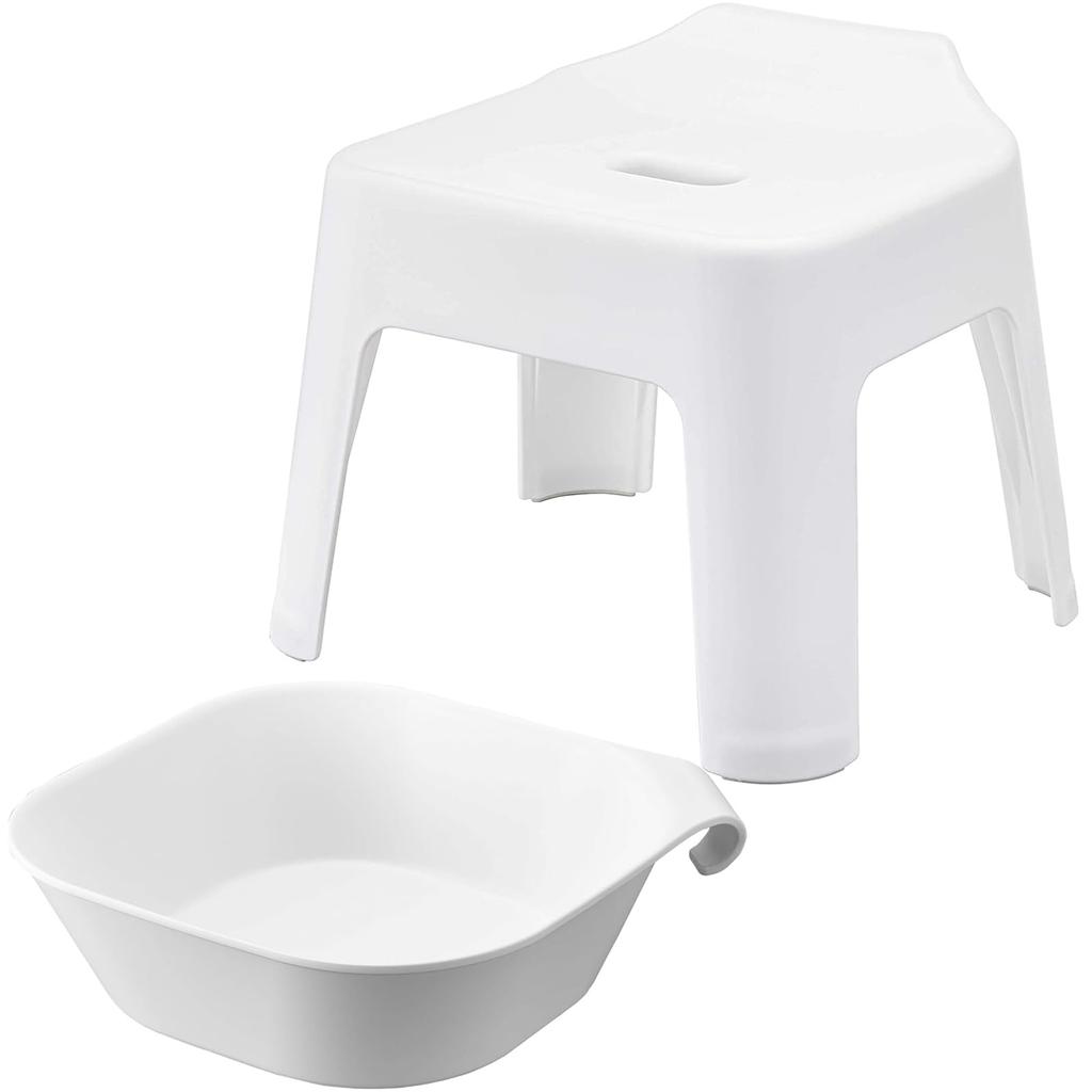 Závěsné koupelnové křeslo Yamazaki Jitsugyo, výška sedáku 25 cm, magnetická závěsná vana, velikost L, věž, plovoucí úložný prostor do koupelny, bílá 5383 1562 + & [Sada 2]