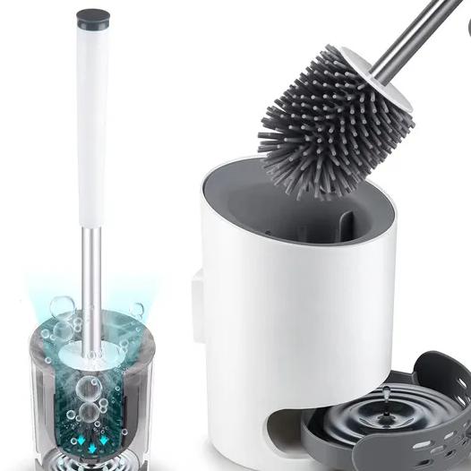 

Набор щетки и держателя для унитаза, щетка для унитаза и держатель для организации ванной комнаты, силиконовая щетка для унитаза с мягкой щетиной