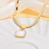 2024 New Style: 18K Gold-Plated White Shell Square Pendant Necklace - Exquisite Titanium Steel Jewelry