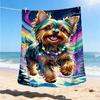 1pc Yorkie Christmas Lights Outdoor Flannel Blanket , Machine Washable Perfect Gift for Birthday , Holiday Travel Accessory , Durable Material